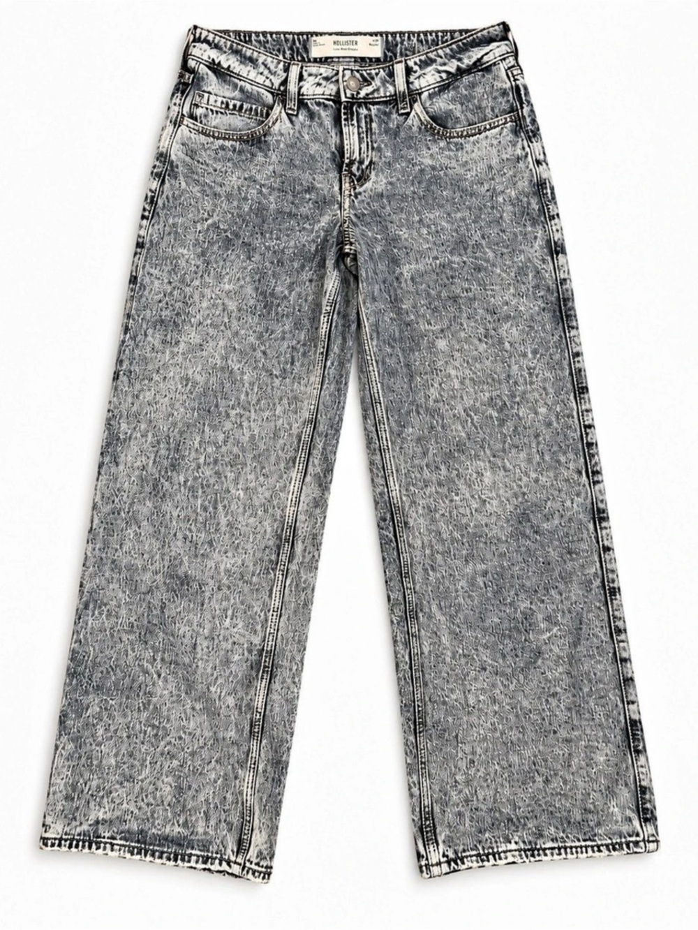 Hollister Low-Rise Baggy Jeans Wide Leg Gray Waist 28 Size 6